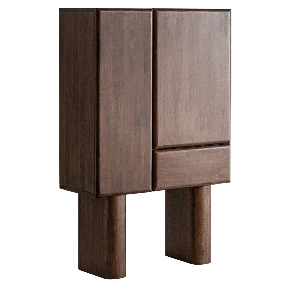 Armadio design minimal in legno di mango e acciaio