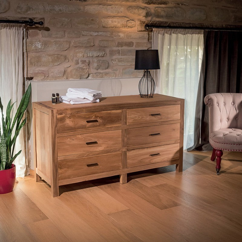 Cassettiera legno teak country chic
