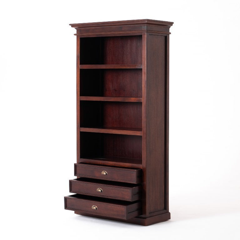 Libreria 3 cassetti mogano