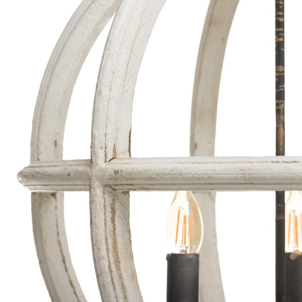 Lampadario sfera anticato bianco