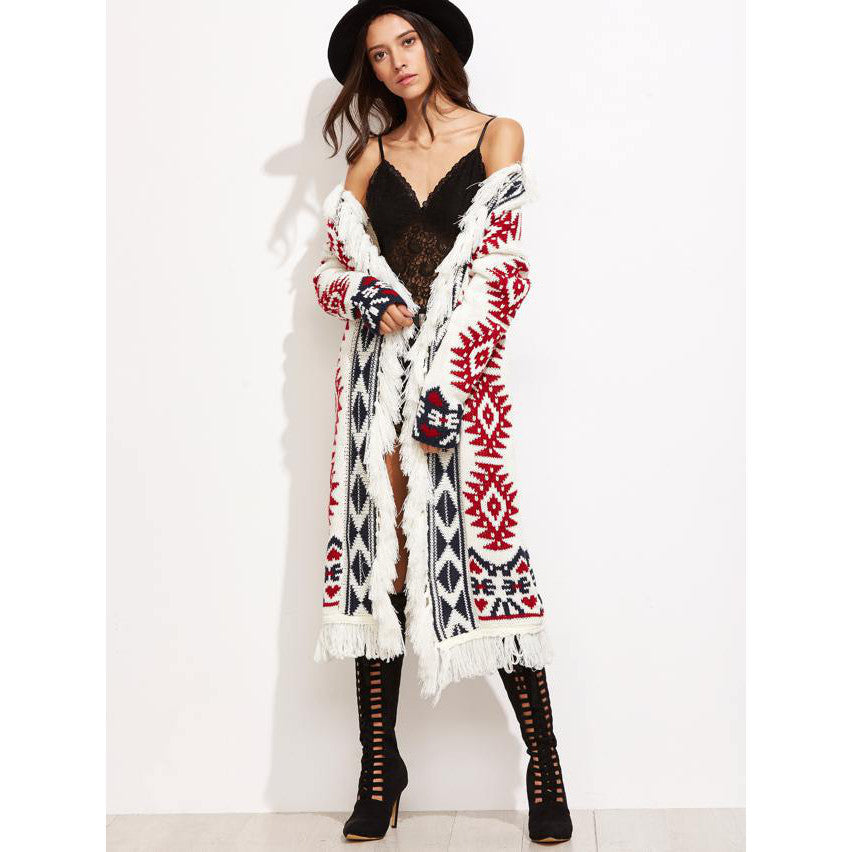 Maglione lungo frange