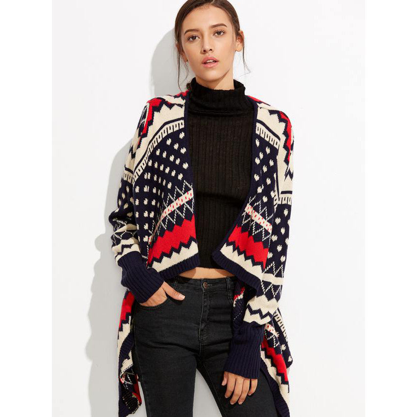 Poncho etnico con geometrie