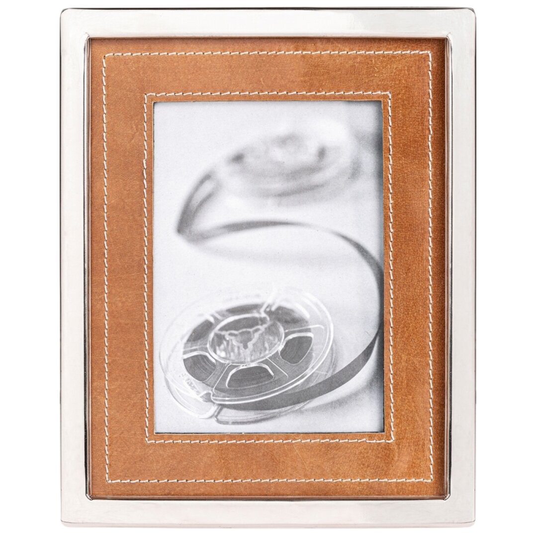 Portafoto design pelle e acciaio