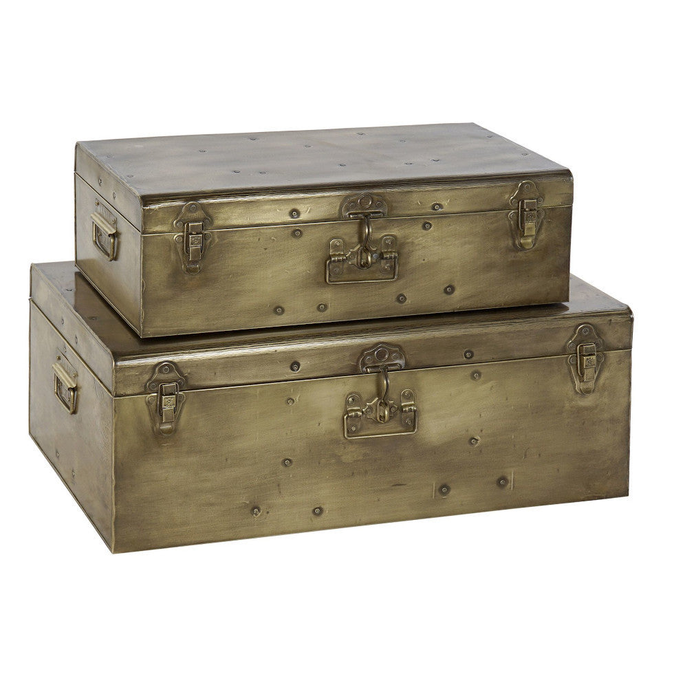 Set 2 Bauli vintage ottone