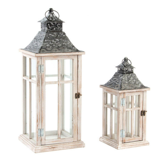 Set 2 lanterne etniche legno