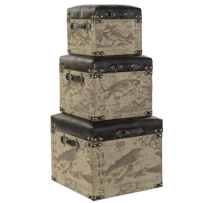 Set 3 bauli quadrati vintage