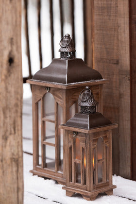 Set 3 lanterne country chic legno