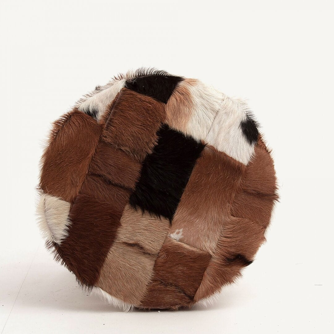 Sgabello tondo coloniale pelle