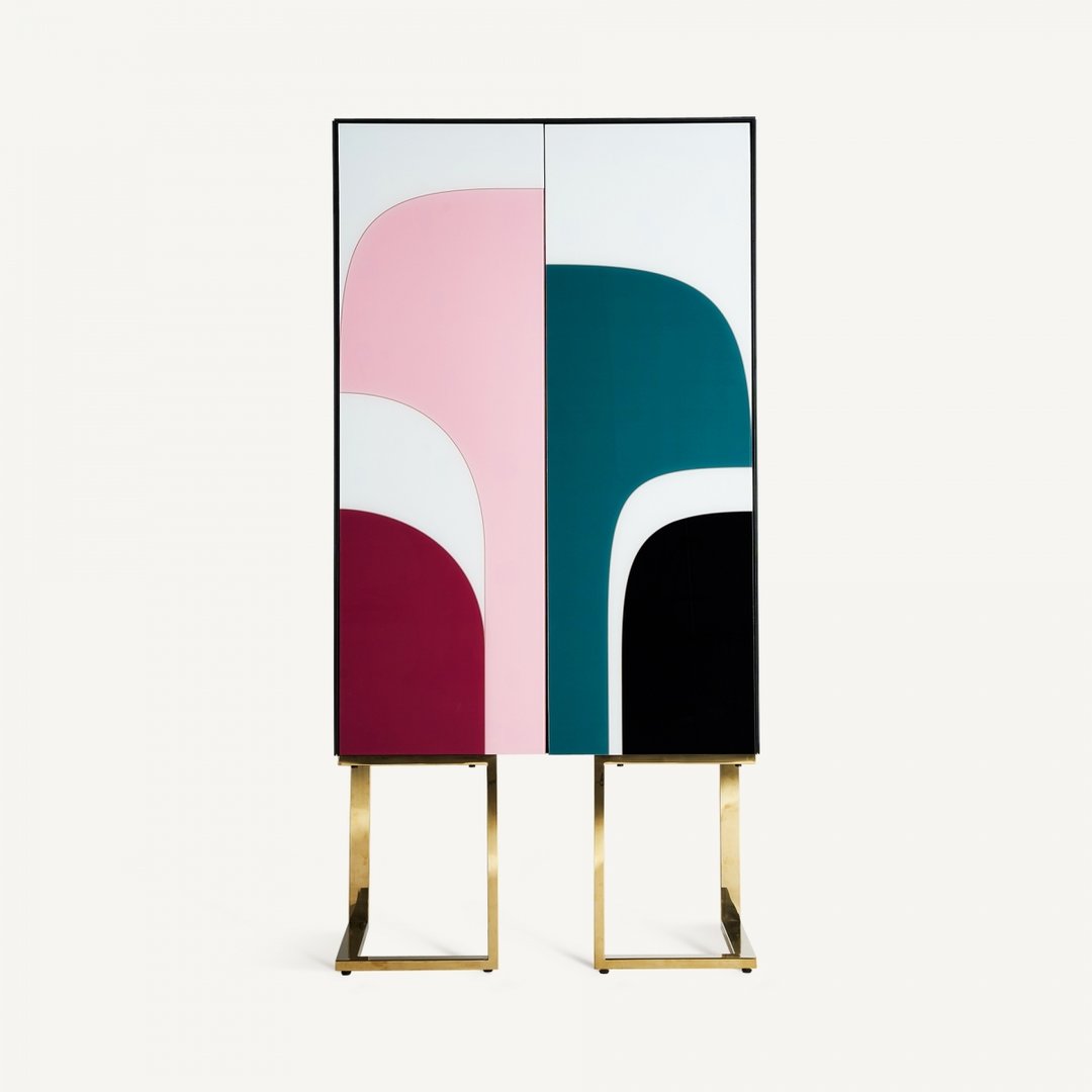 Mobile soggiorno art decò multicolore