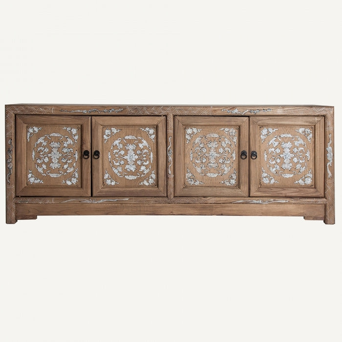 Porta tv dipinto legno naturale