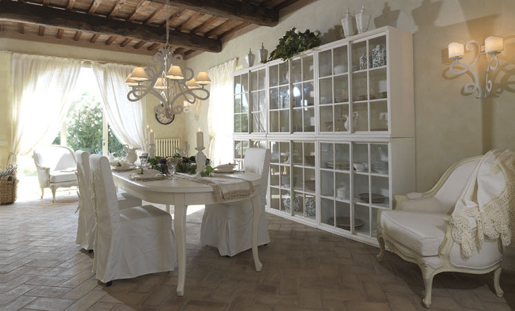 Tavolo provenzale allungabile ovale bianco