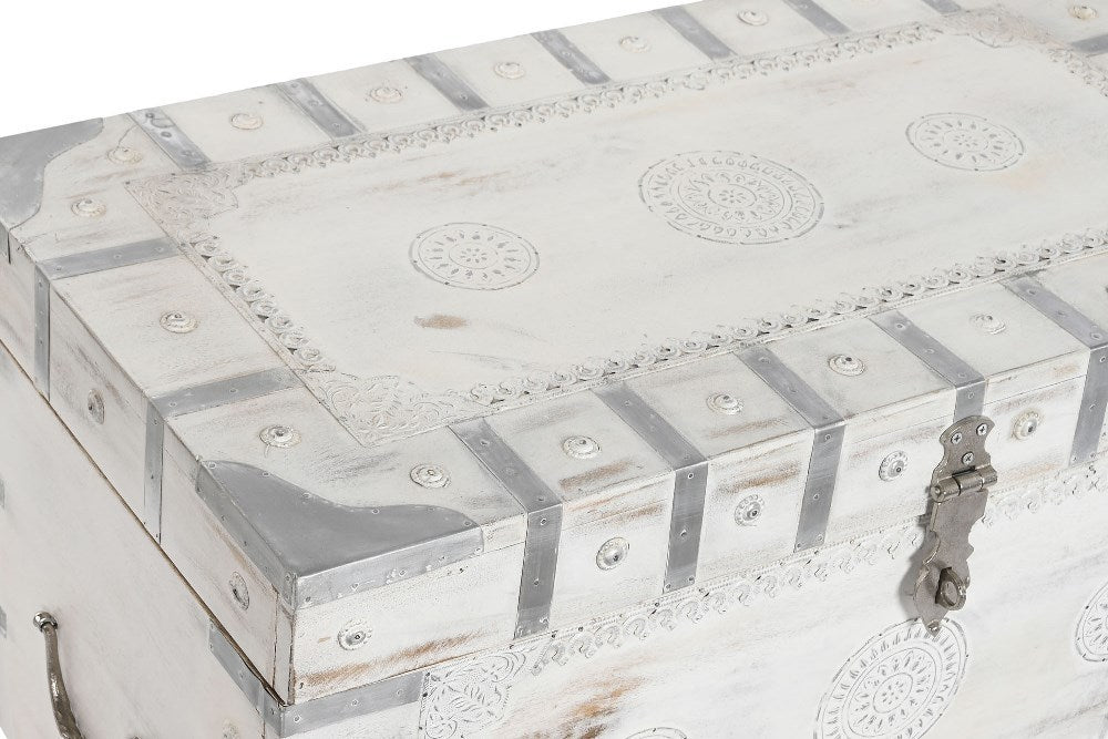 Baule orientale legno massiccio bianco