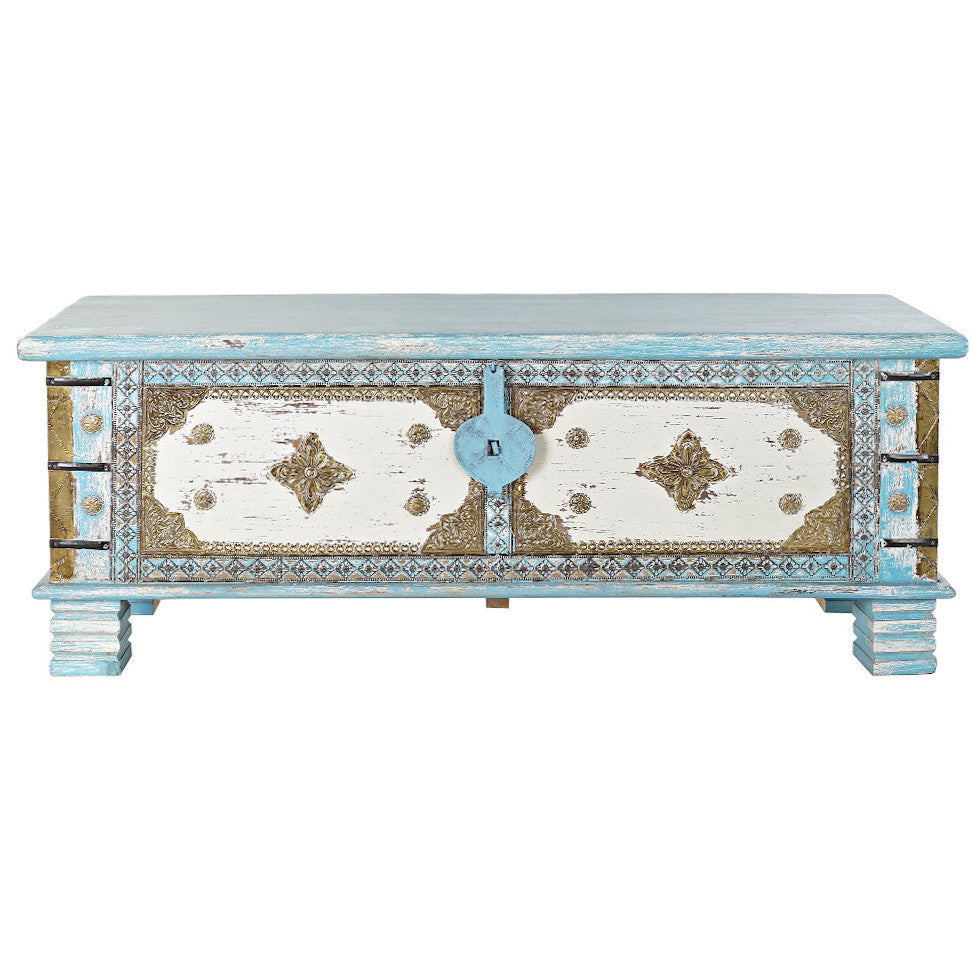 Baule orientale dipinto azzurro