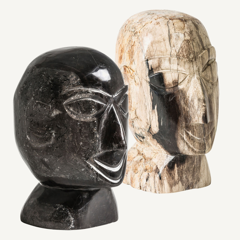 Busto design in legno pietrificato