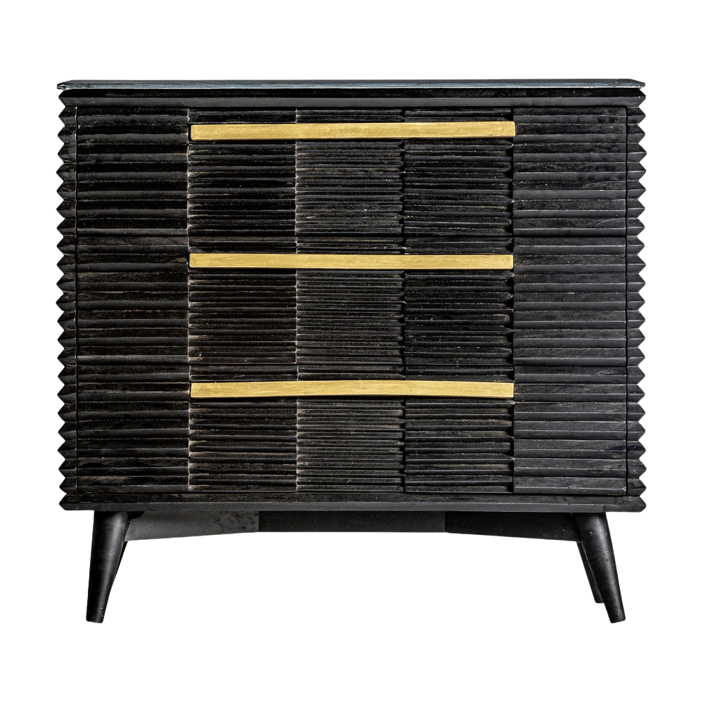 Cassettiera di design nera plissè