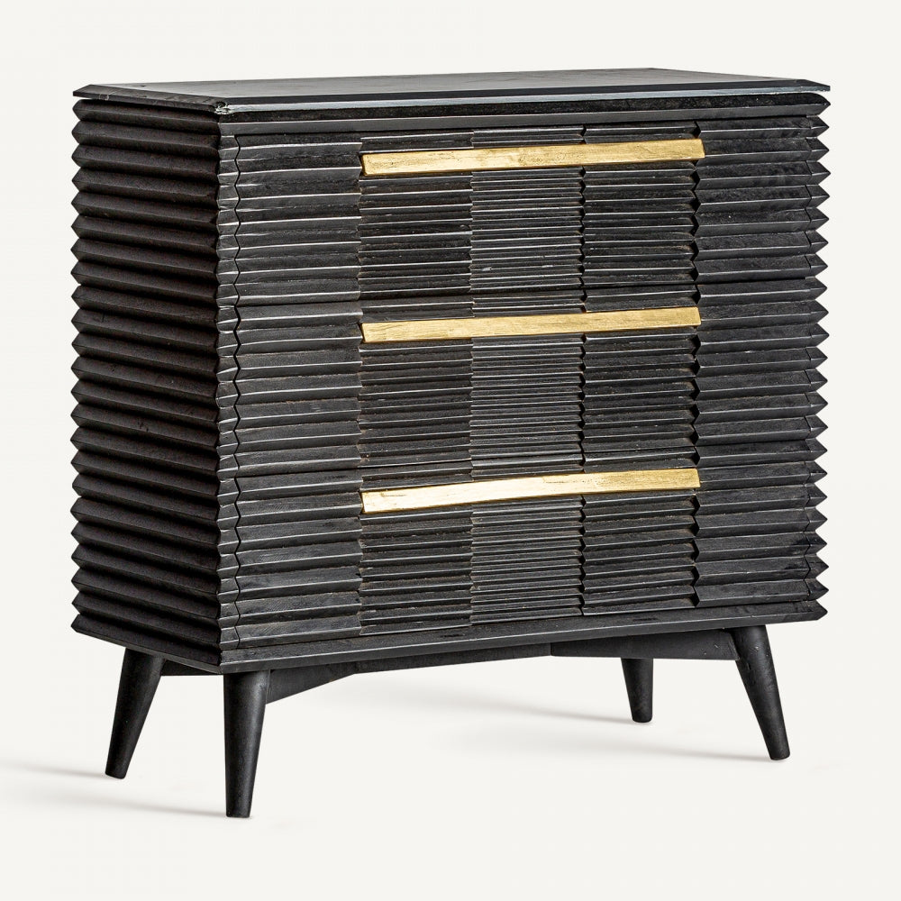 Cassettiera di design nera plissè