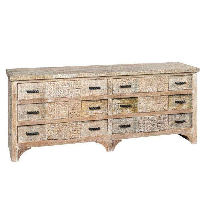 Cassettiera orientale shabby chic bianca