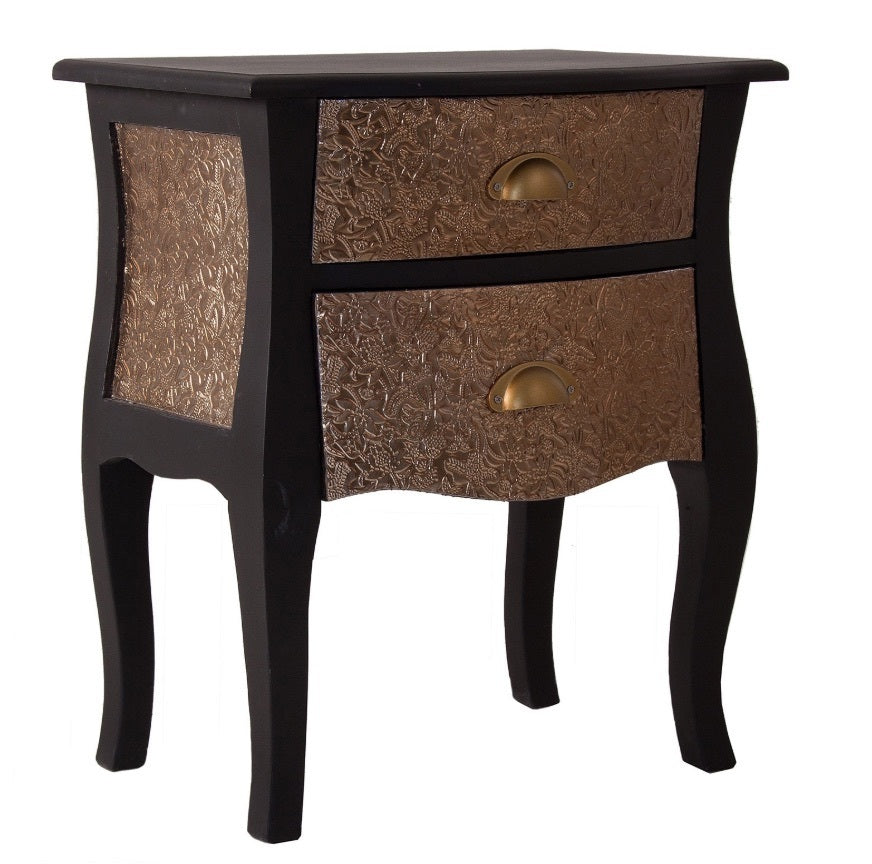 Comodino provenzale nero e oro