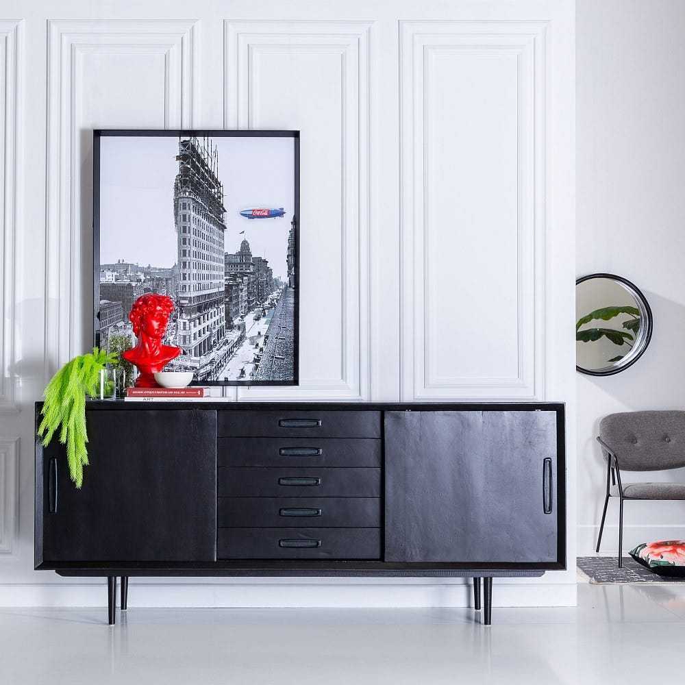 Credenza industrial legno nero