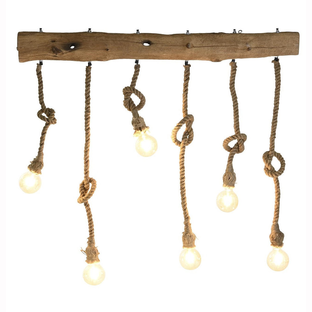 Lampadario stile nautico legno e corda