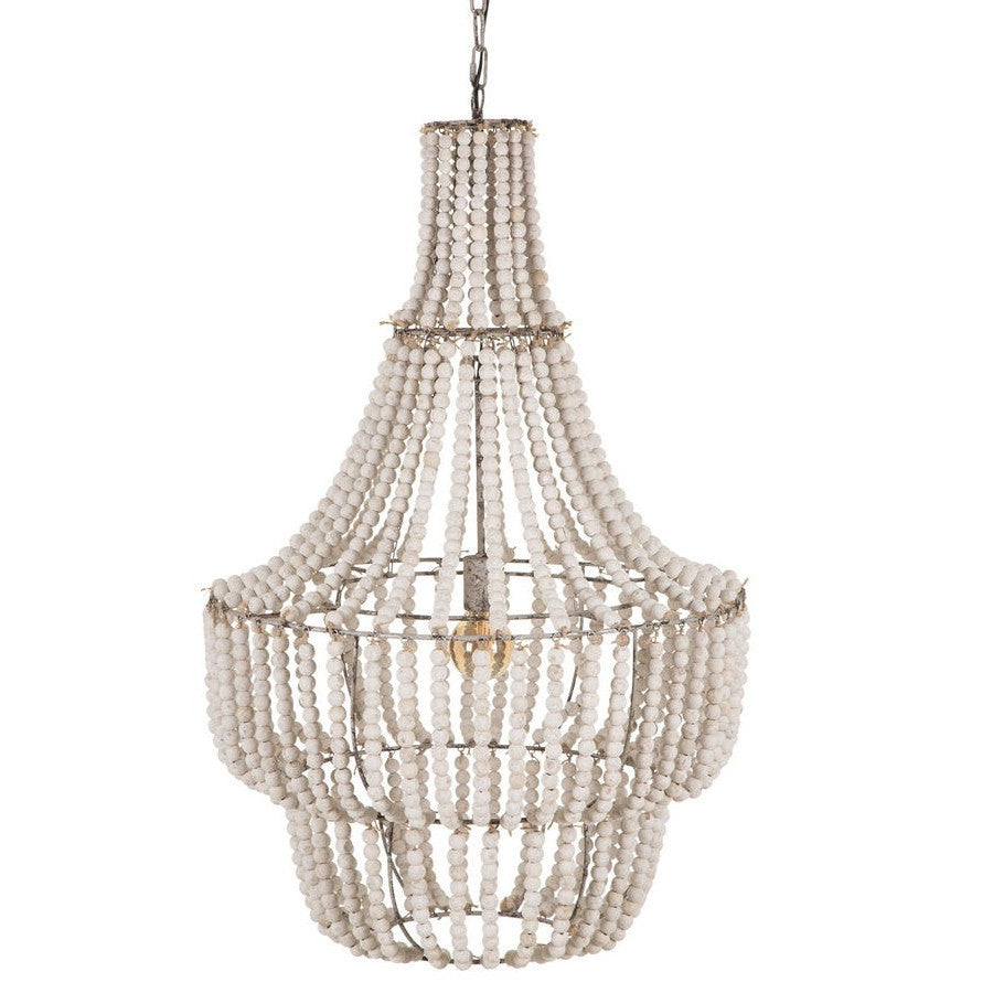 Lampadario maxi perline legno