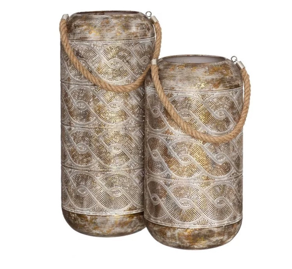 Lanterna etnica in metallo anticato