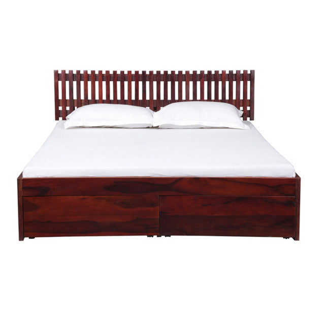 Letto etnico legno con cassettoni