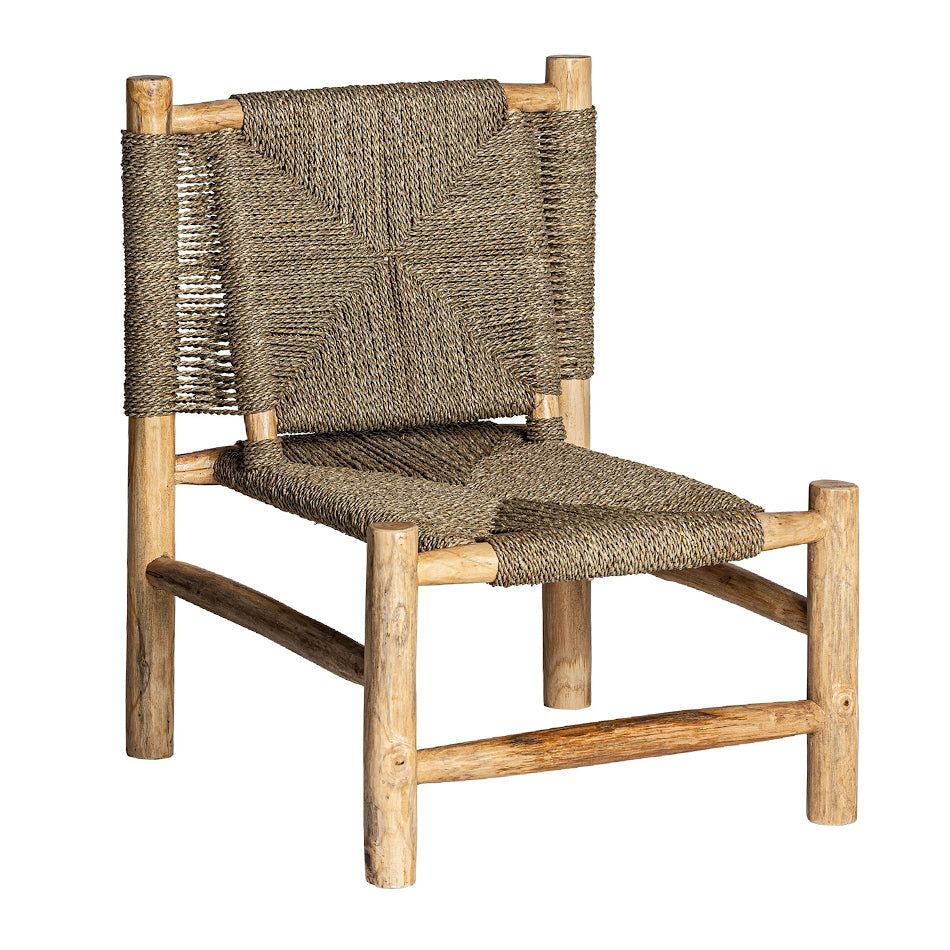 Poltrona coloniale teak e rattan