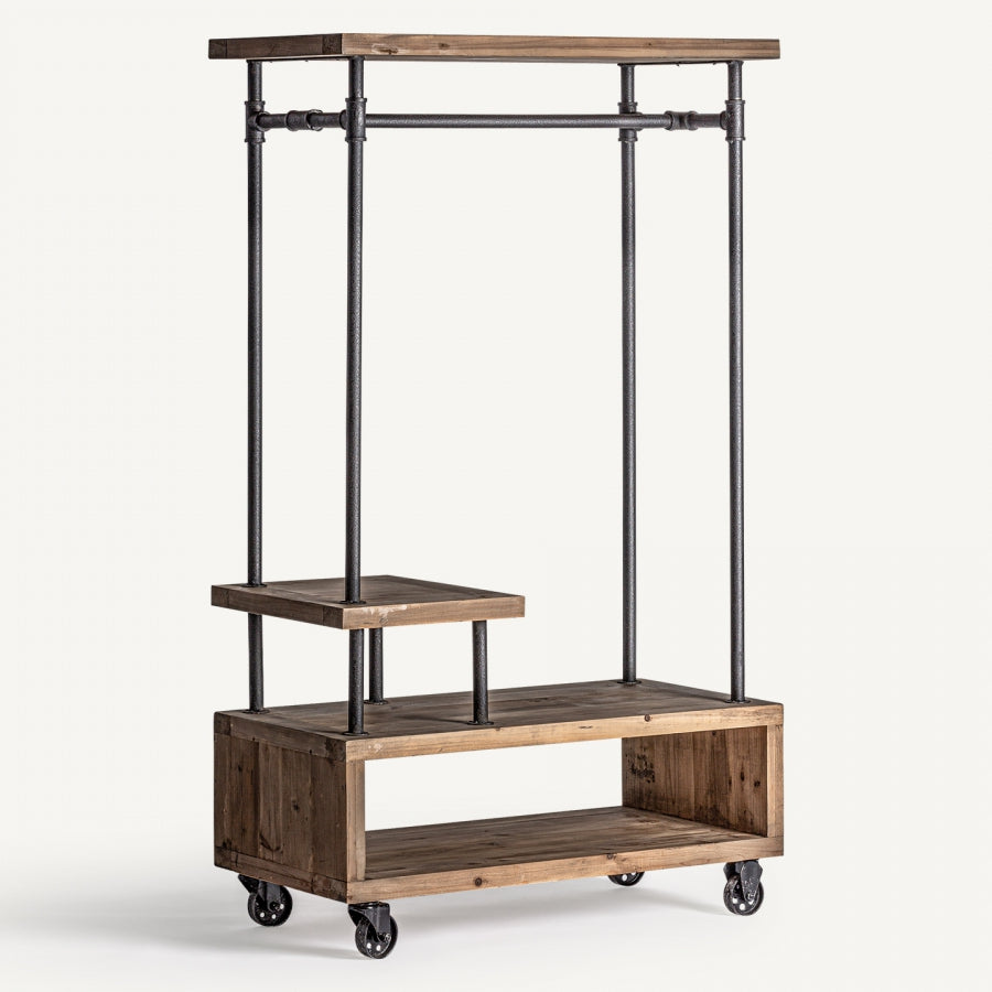 Appendiabiti industrial ferro e legno