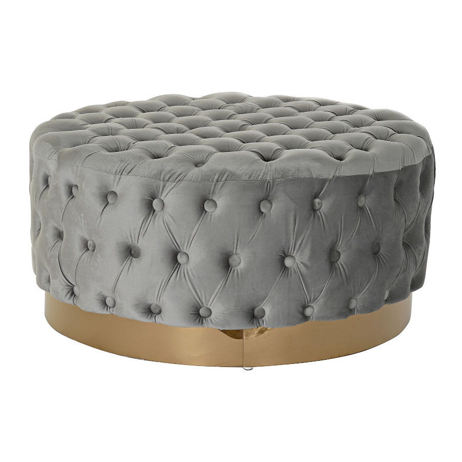 Pouff rotondo glam grigio