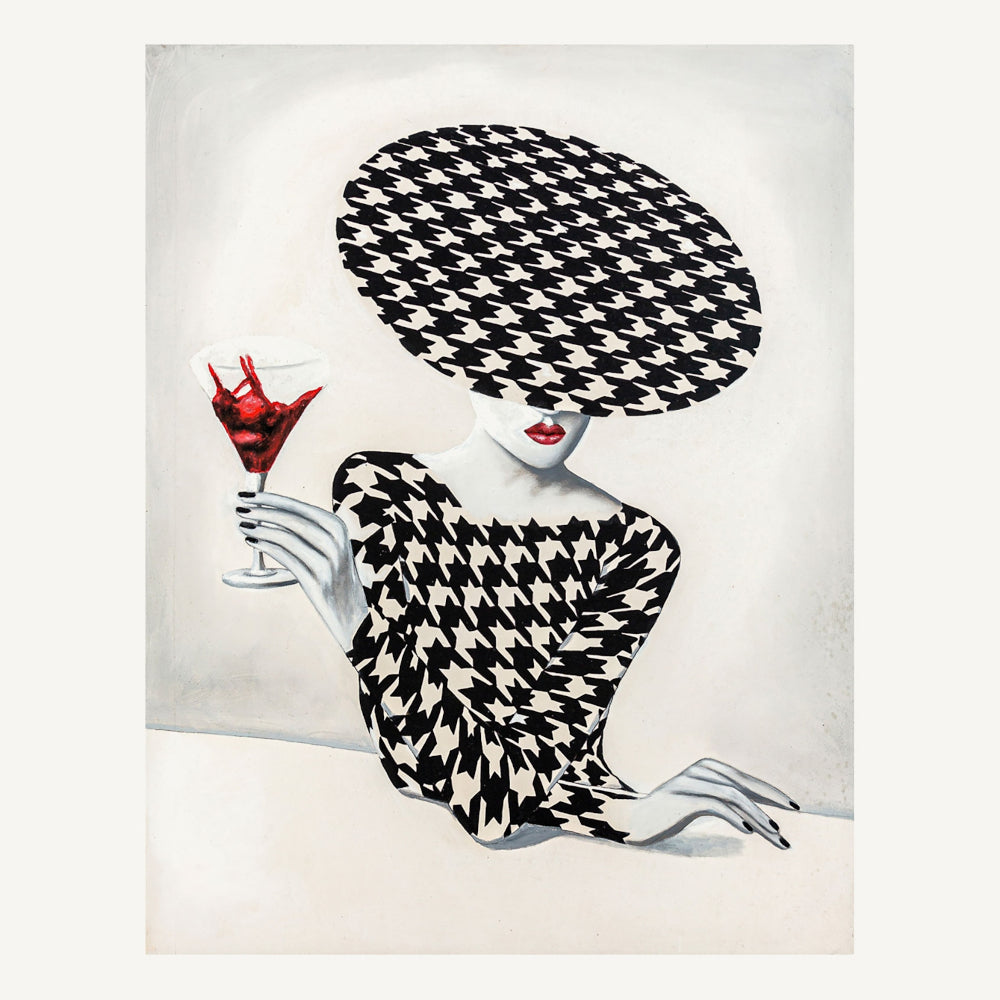 Quadro donna su tela bianco nero 140x180