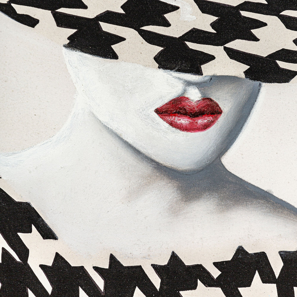 Quadro donna su tela bianco nero 140x180