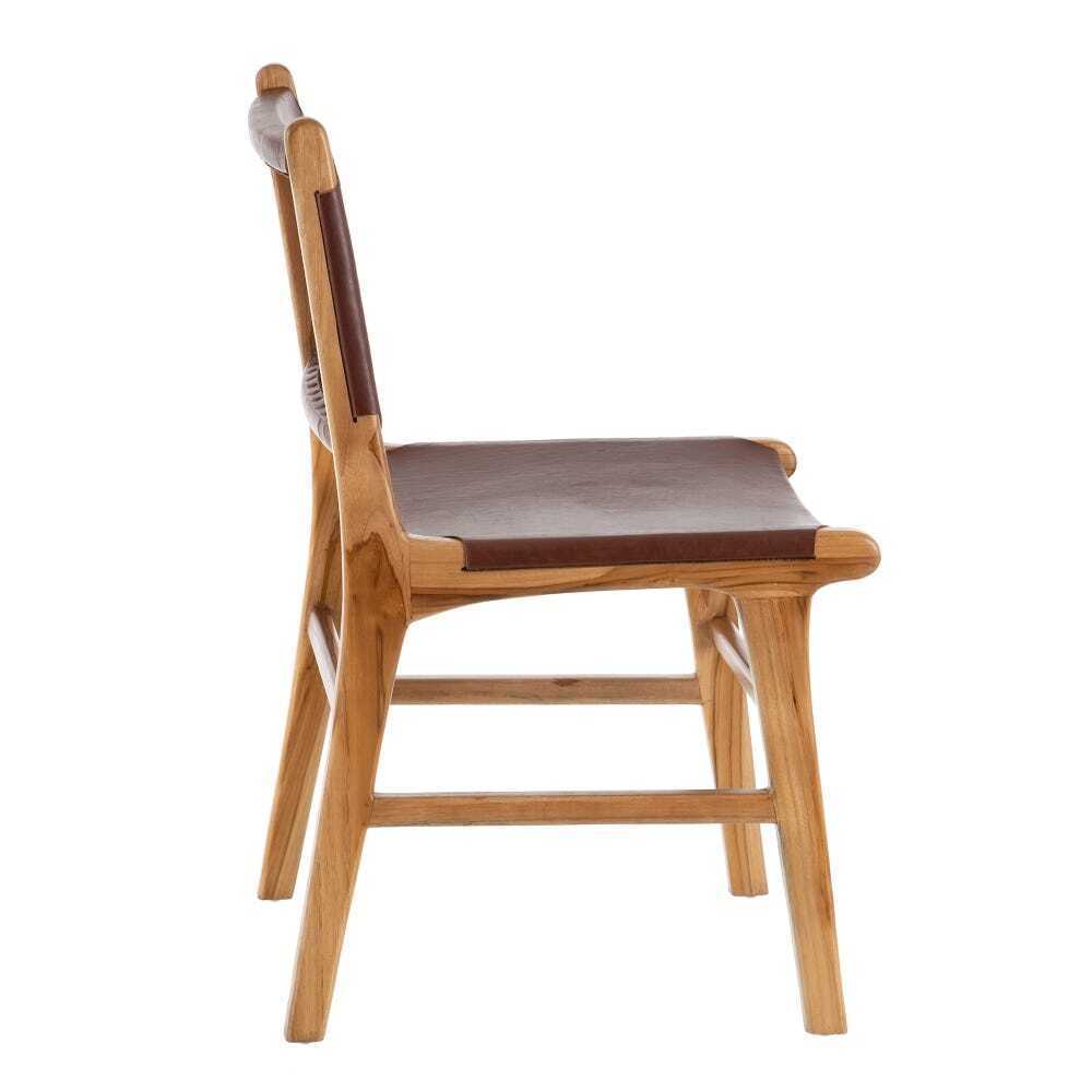 Sedia vintage cuoio e teak