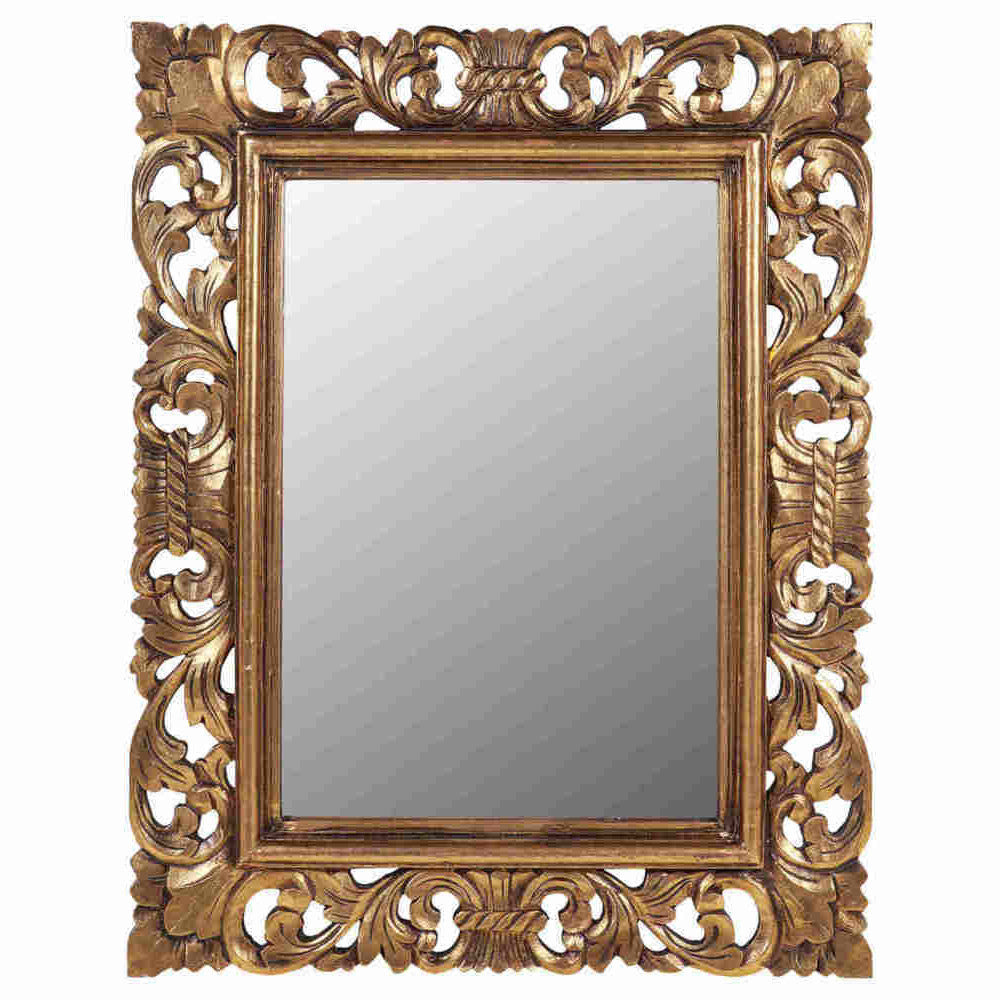 Specchiera intarsiata dorata etnica