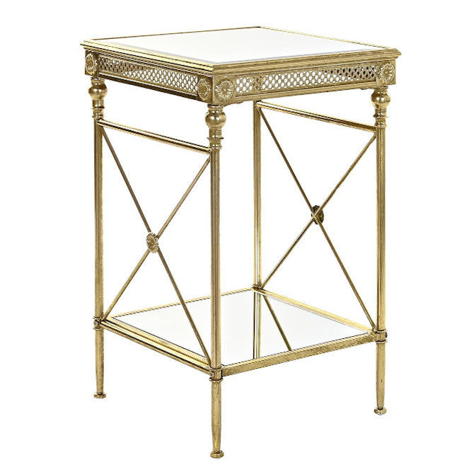 Tavolino alto salotto dorato