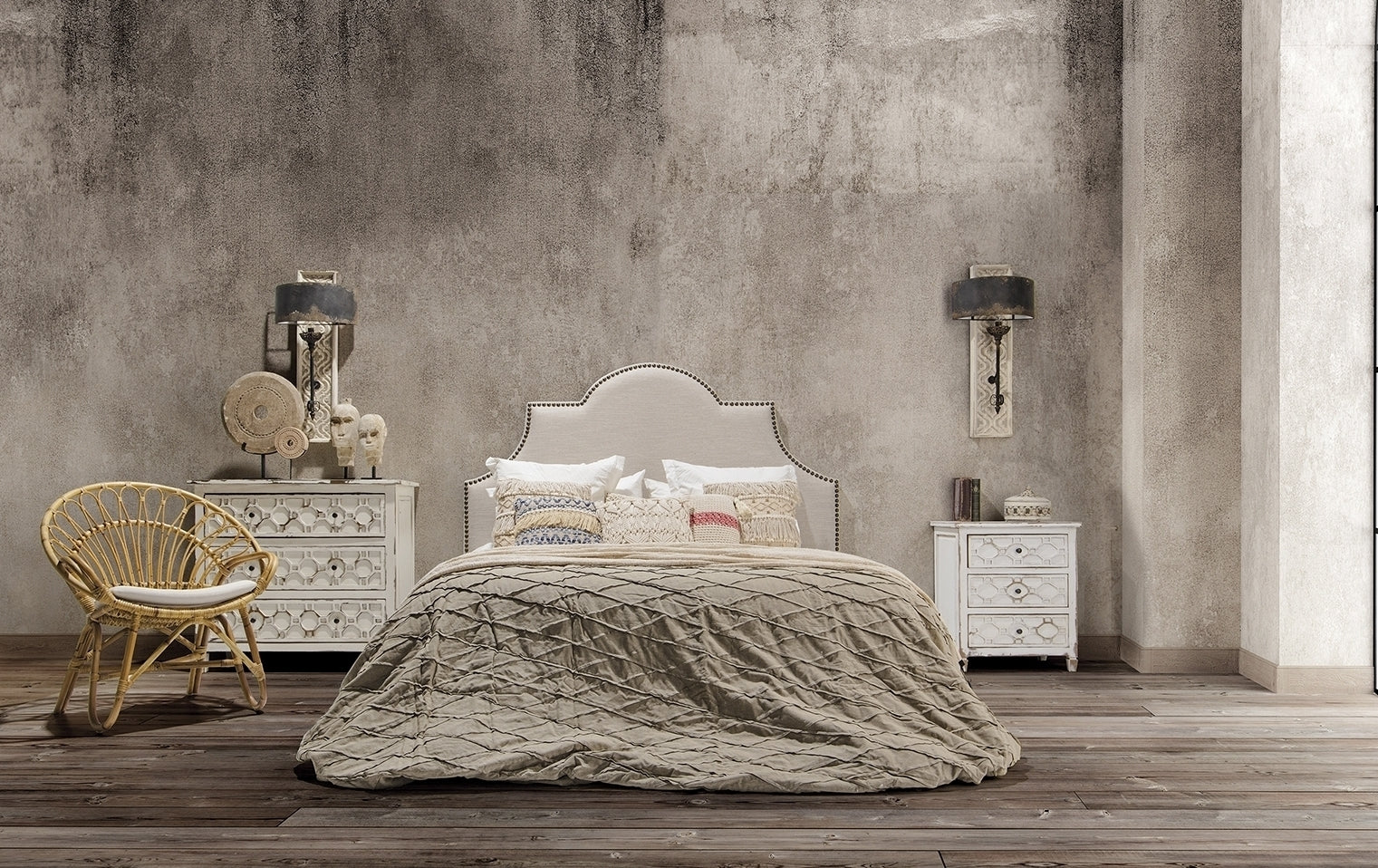 Testata letto provenzale grigio