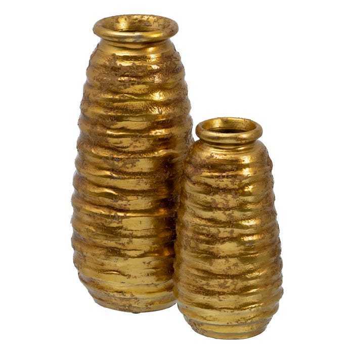 Vaso anticato ceramica dorata H30