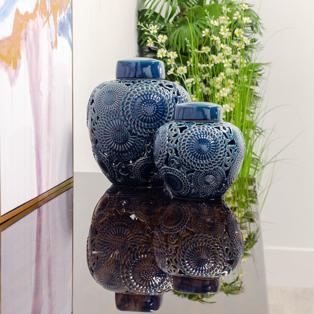 Vaso etnico blu in ceramica