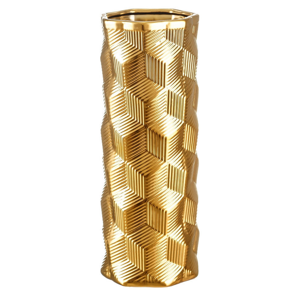 Vaso etnico in ceramica dorata