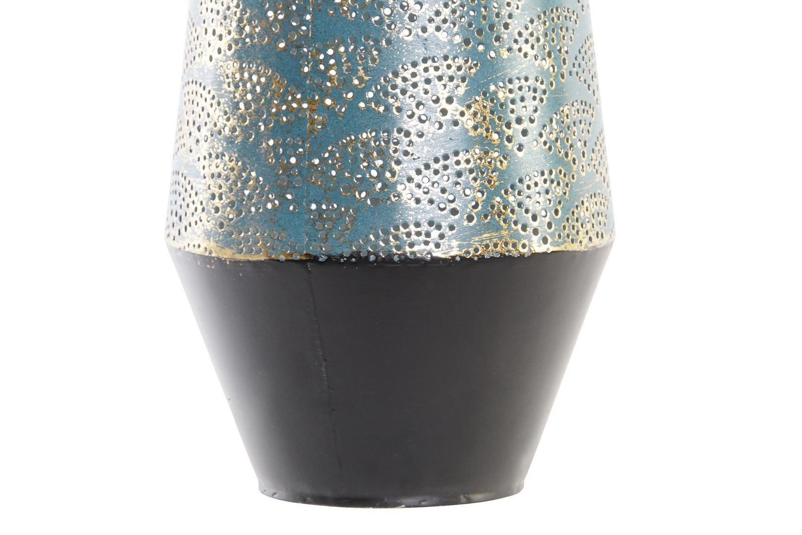 Vaso azzurro e oro metallo