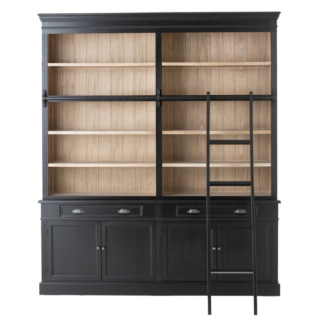 Libreria nera shabby chic con scala