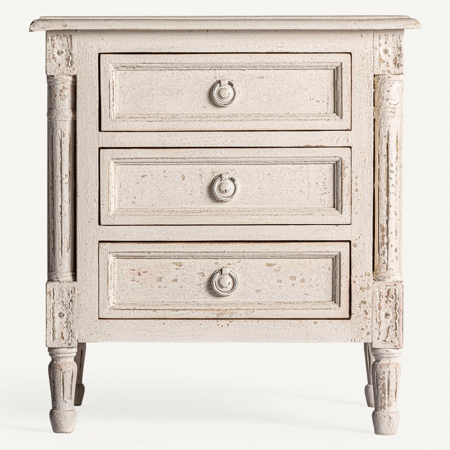 Comodino provenzale bianco antico