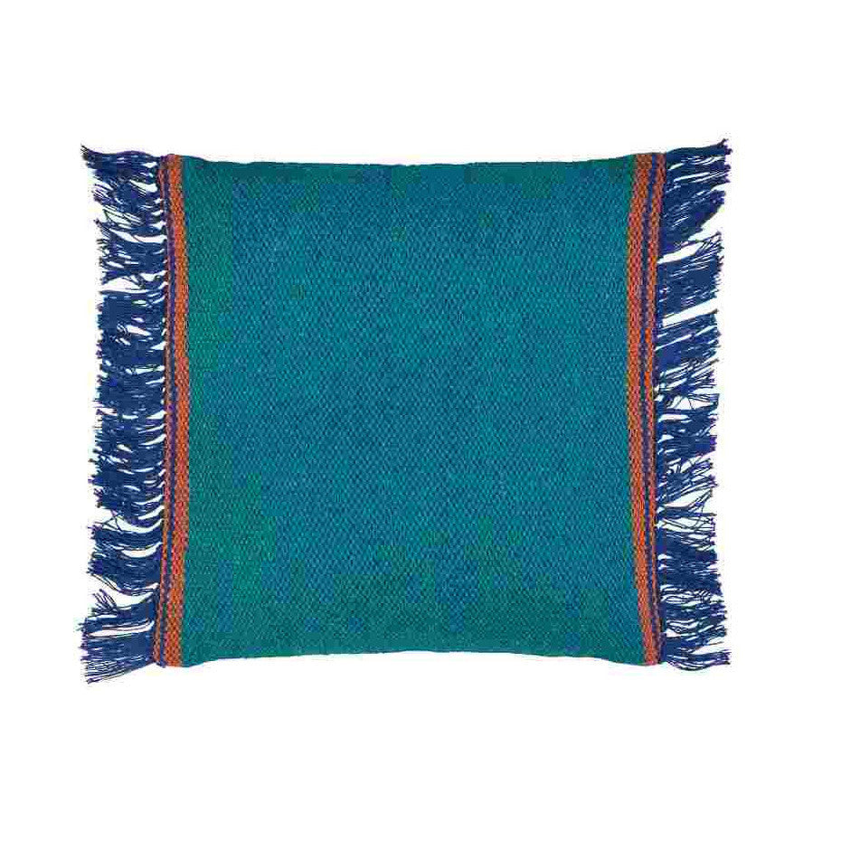 Cuscino frange azzurro 45x45