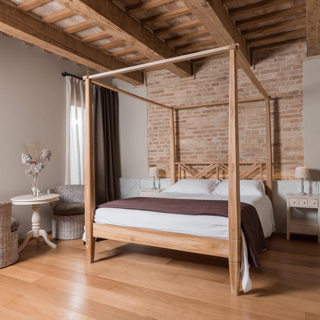 Letto baldacchino legno teak