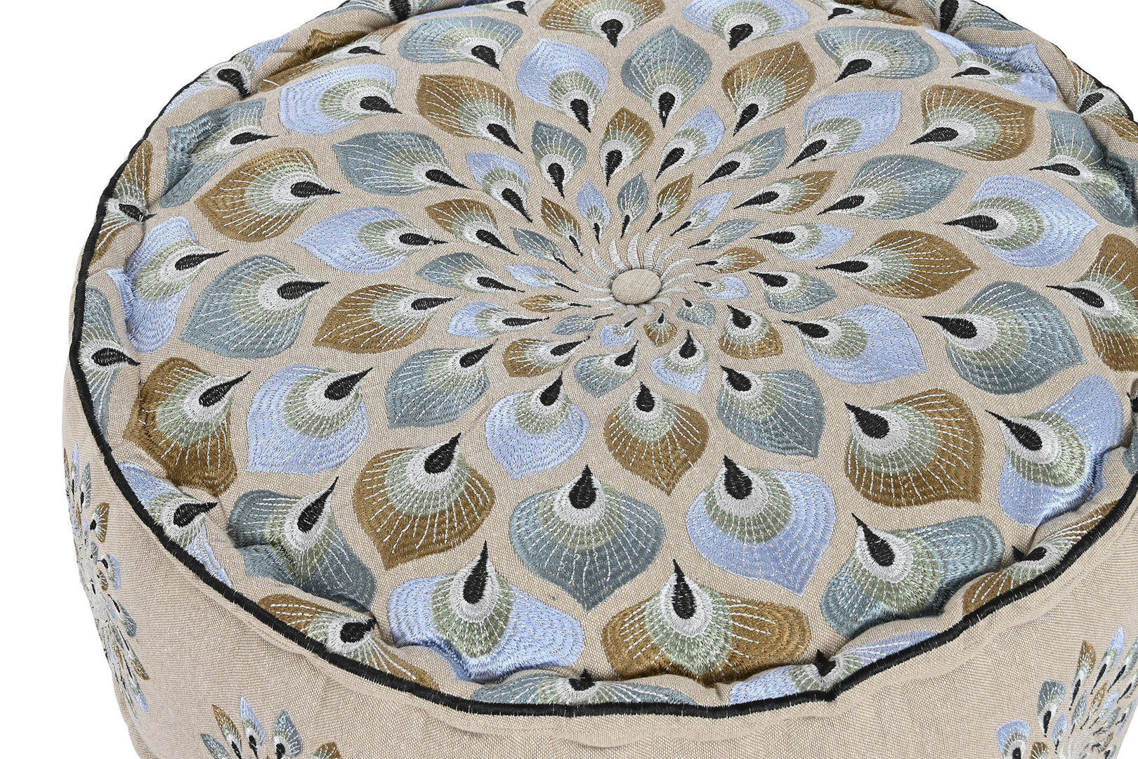 Cuscino pouff rotondo ricamato