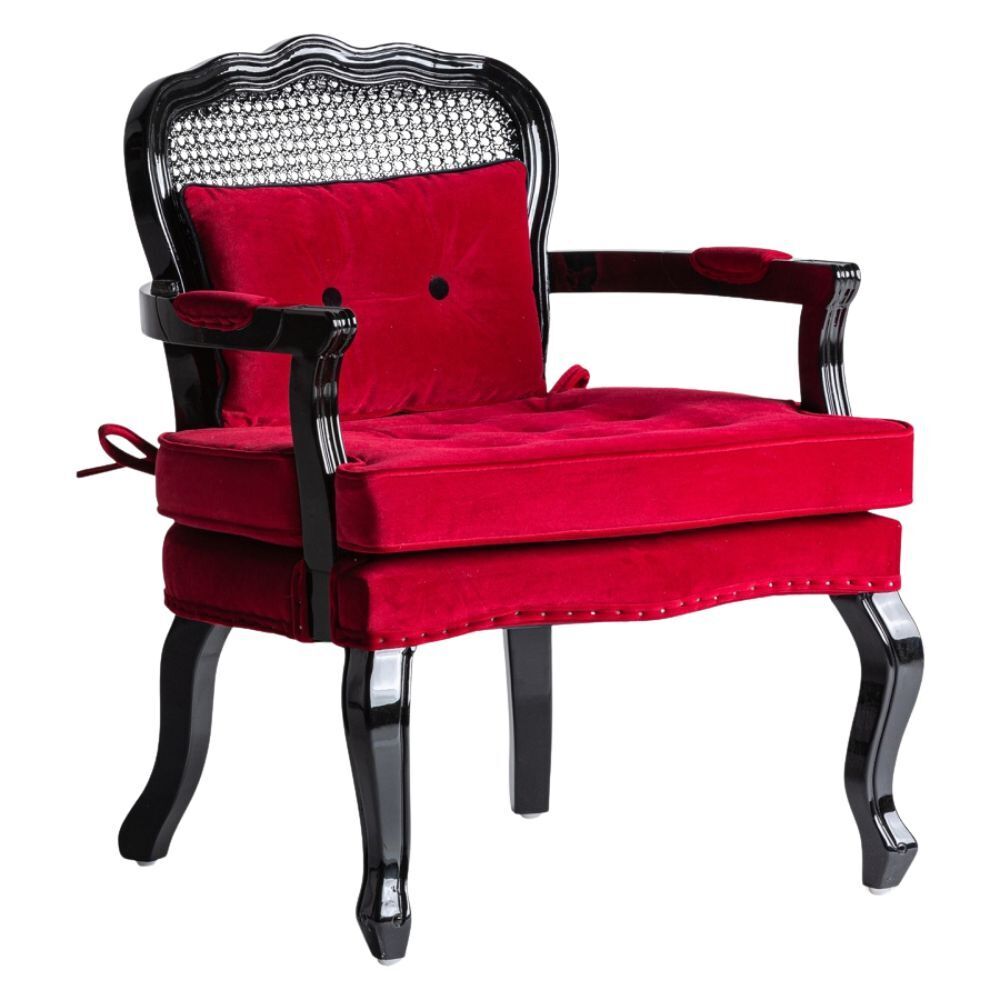 Poltrona desing coloniale rossa