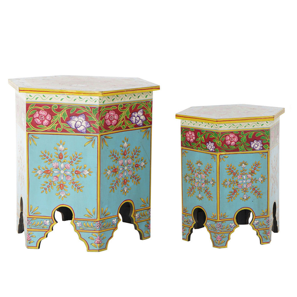 Set 2 tavolini indiani dipinti