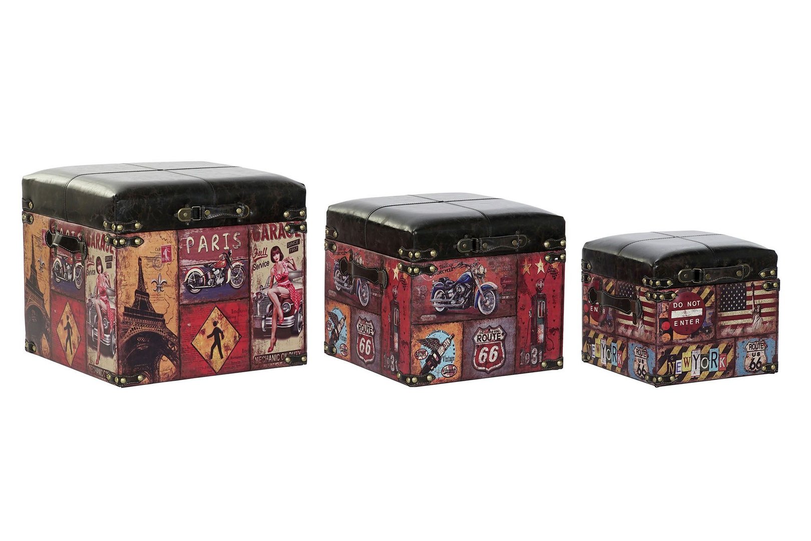 Set 3 Bauli stile vintage