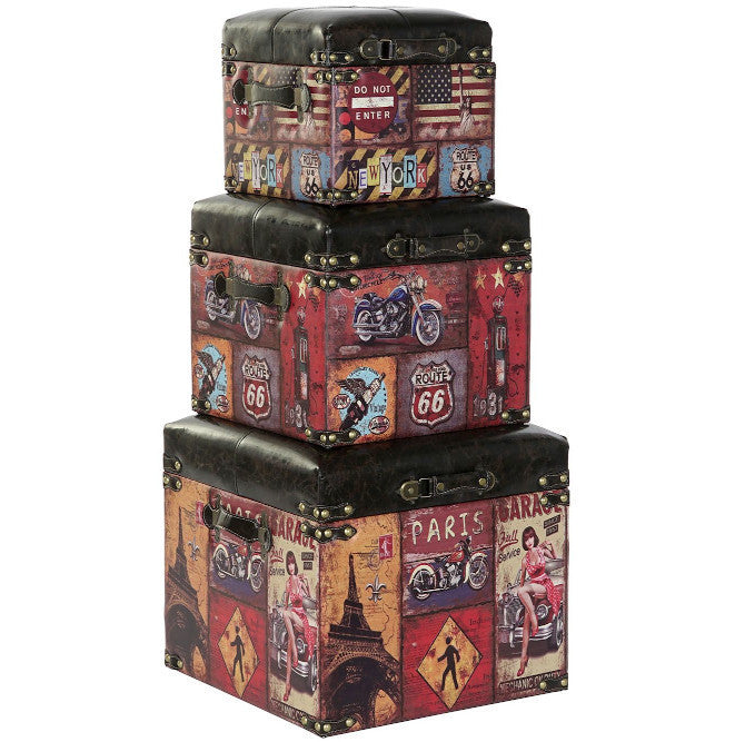 Set 3 Bauli stile vintage