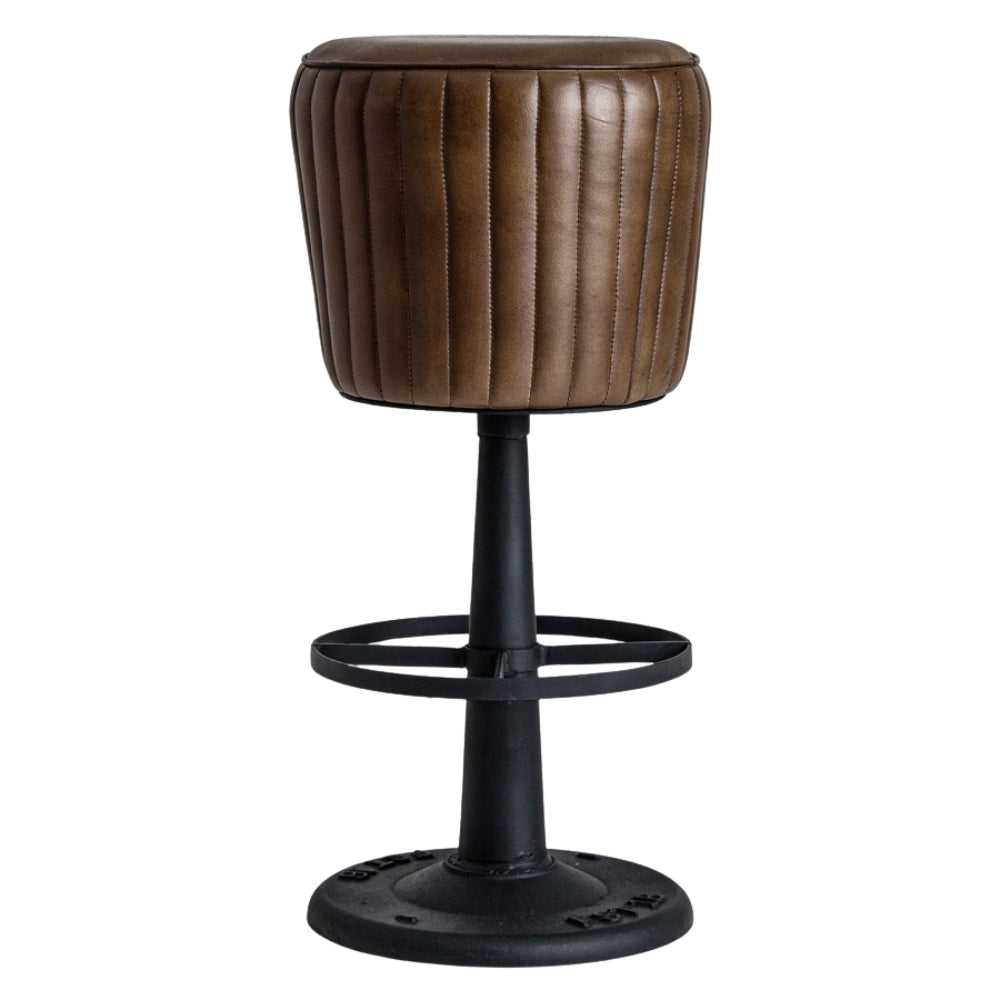 Sgabello Vintage Pelle e Ferro